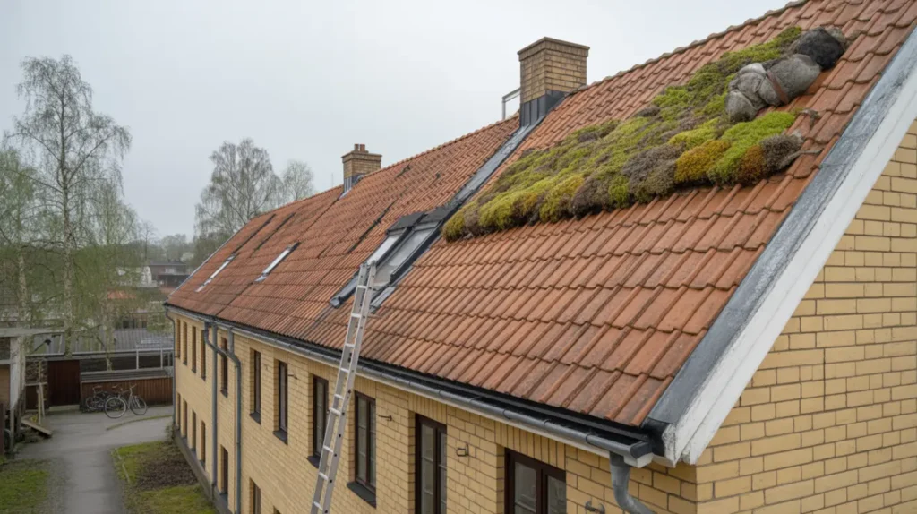 tv ttning och algbehandling av tegeltak p bostadsr ttsf rening i norra f laden lund