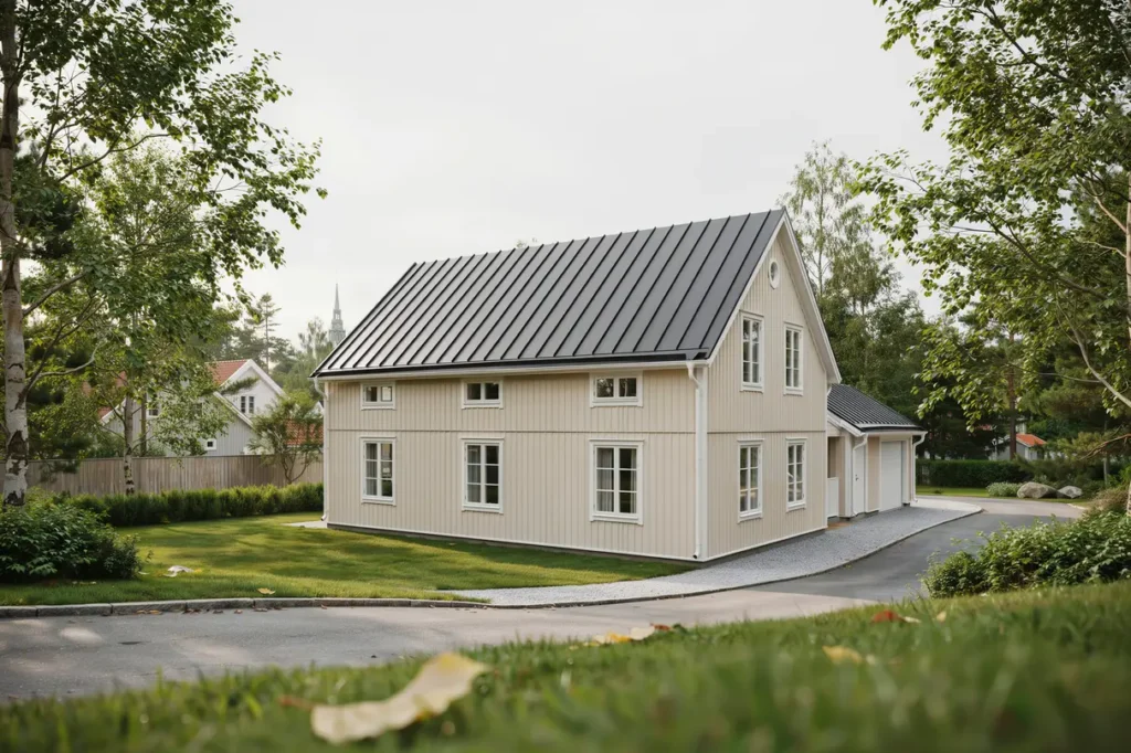 l ggning av dubbelfalsat pl ttak p villa i klosterg rden